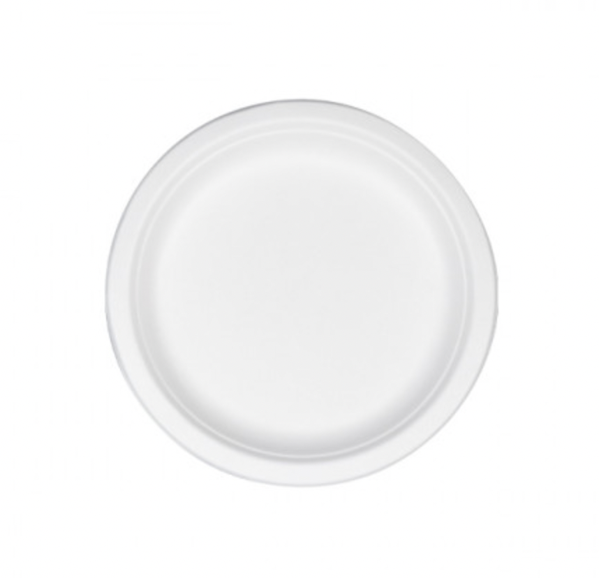 Assiettes "bionic" blanches bagasse - Ø18x1,8cm (1000 unités)